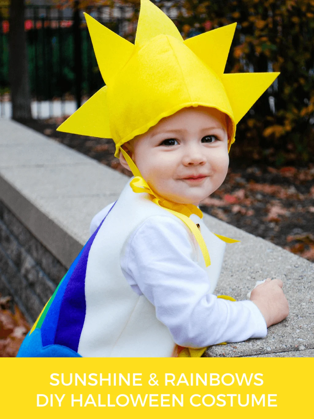 Sunshine and Rainbows DIY Halloween costume idea for toddlers and
