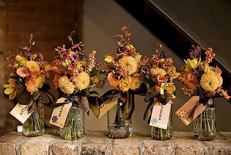 Bouquet Mason Jars With Handmade Name s For Receptions Merriment Design