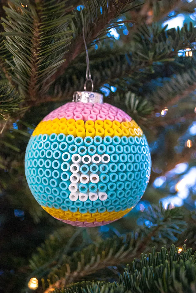 Glass ball Christmas ornament DIY using Perler Beads - Merriment ...