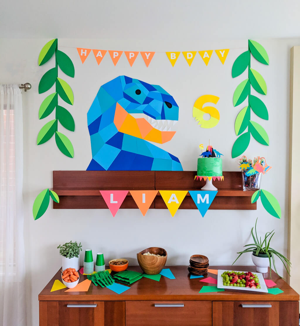 dinosaur-birthday-party-geometric-dinosaur-party-decor-cake-party