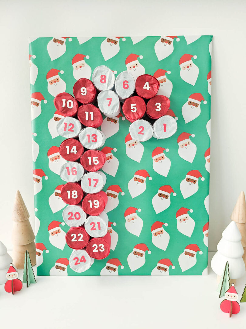 Candy Cane DIY Advent Calendar from Toilet Paper Rolls Merriment Design