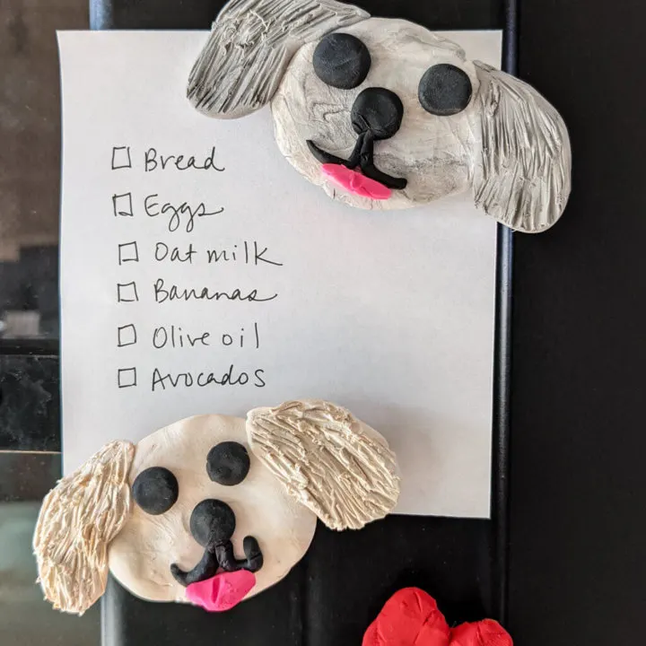 Dogs and hearts DIY clay magnets clay crafts idea