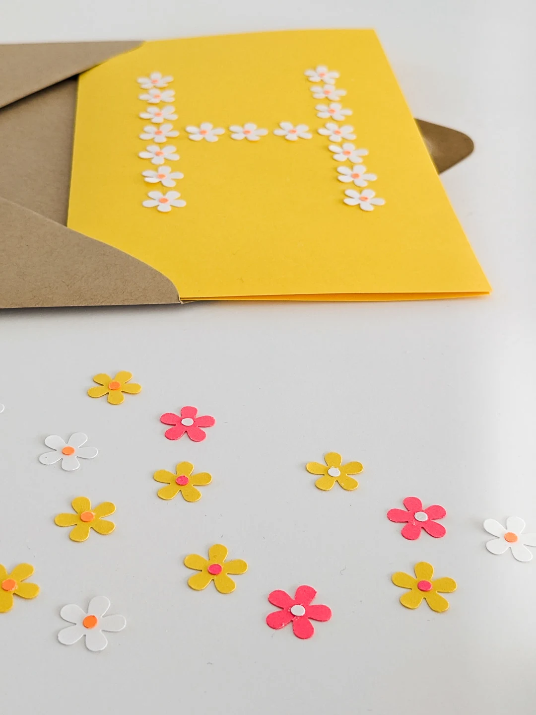 Cute DIY letter H birthday card made with a flower paper punch