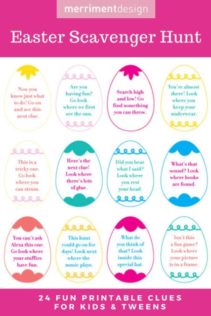 Free printable Easter scavenger hunt clues for kids and tweens ...