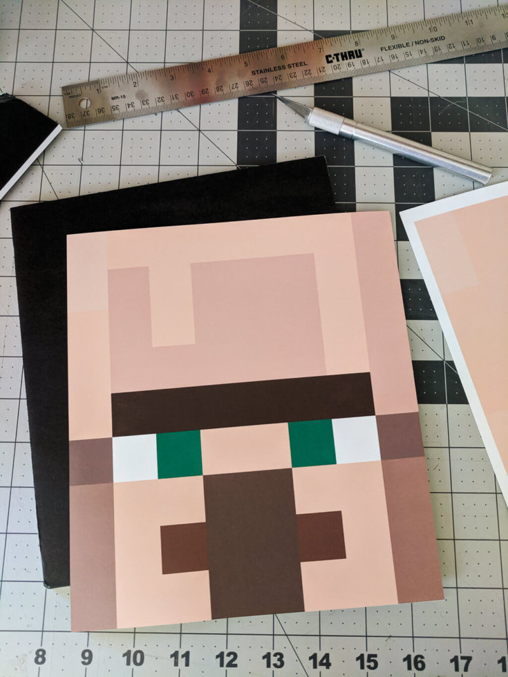 Minecraft costume head DIY Free Villager printable for Halloween or a