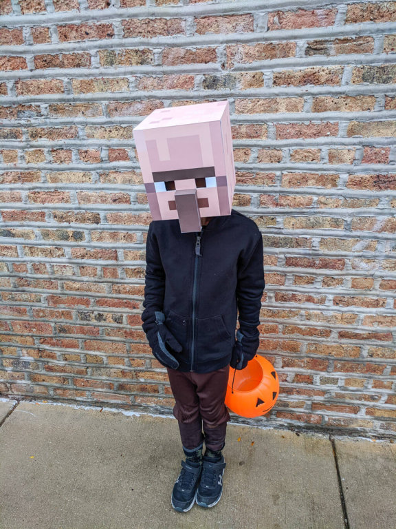 Minecraft costume head DIY Free Villager printable for Halloween or a