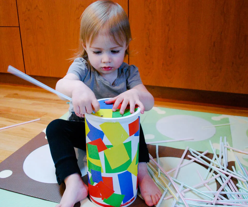 Oatmeal container straw game: fun DIY toddler indoor activity - Merriment  Design
