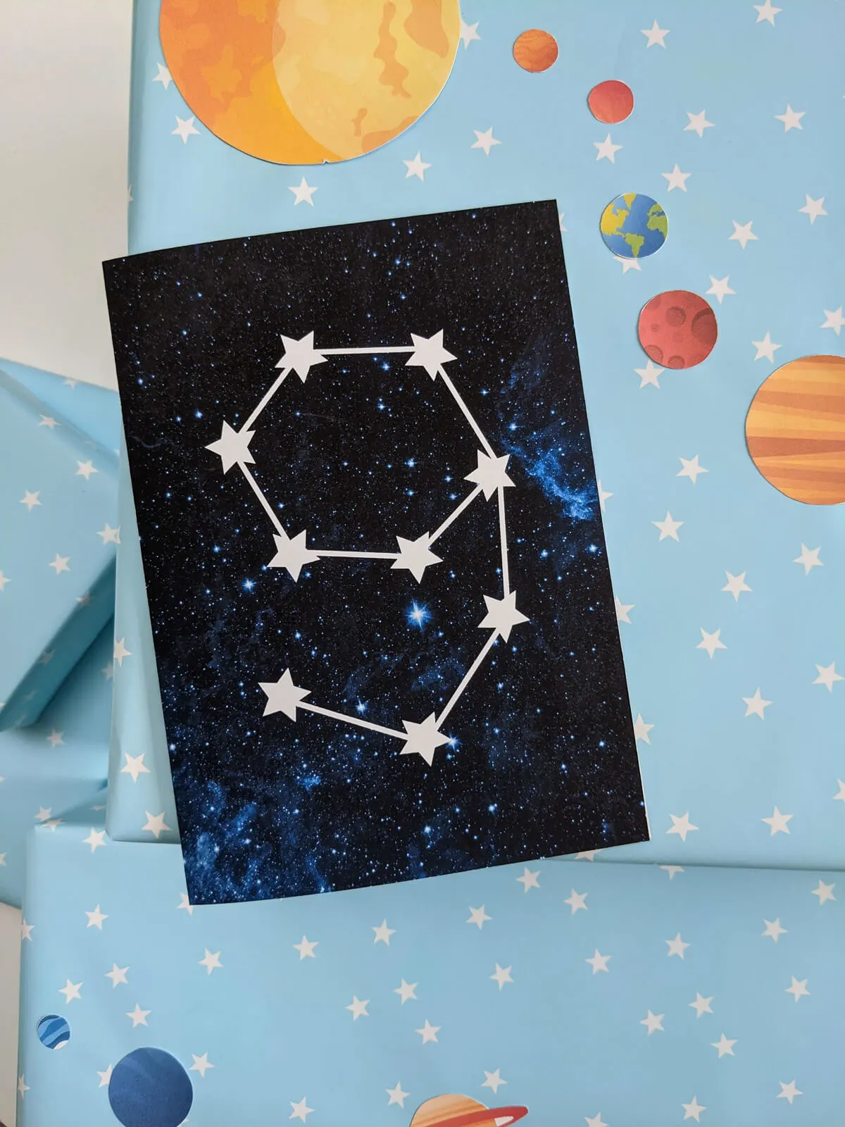 Constellation birthday card with custom birthday age in stars on a galaxy background