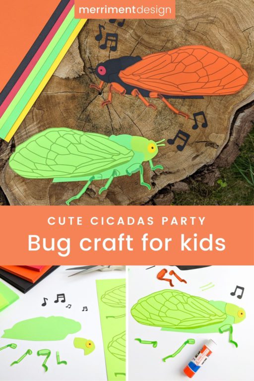 Cute paper cicadas summer bug craft for kids - Merriment Design