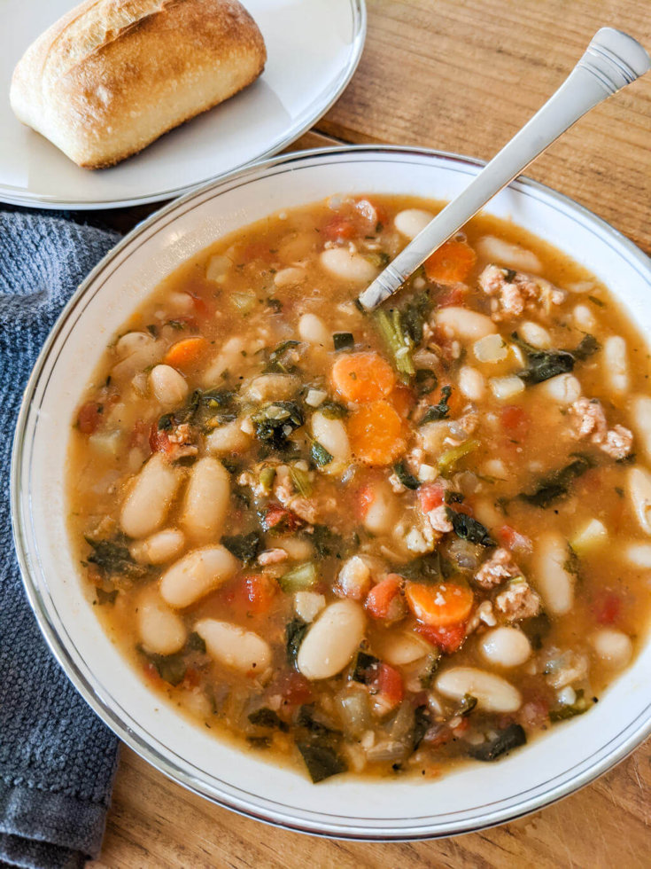 Creamy White Bean and Sausage Soup Recipe (Dairy-free) - Merriment Design