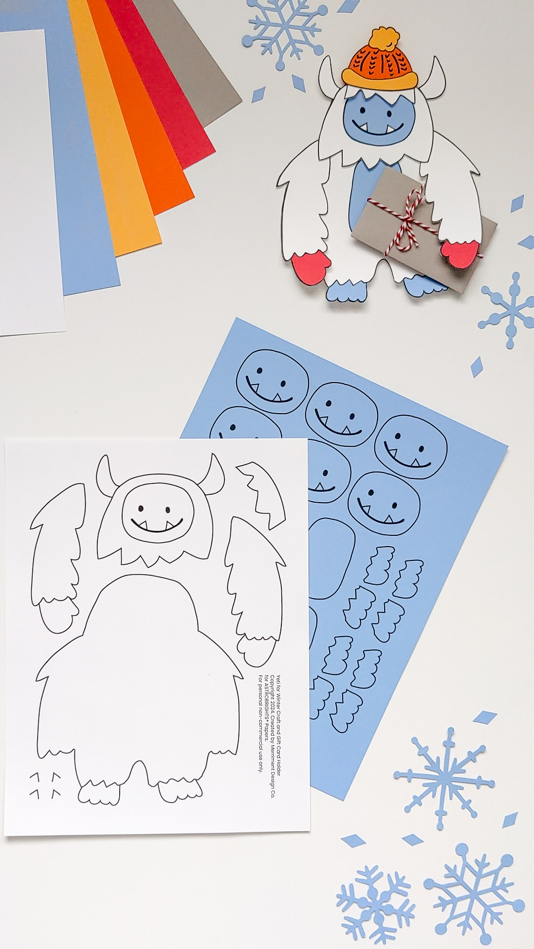 Printable Yeti templates to make a paper abominable snowman craft