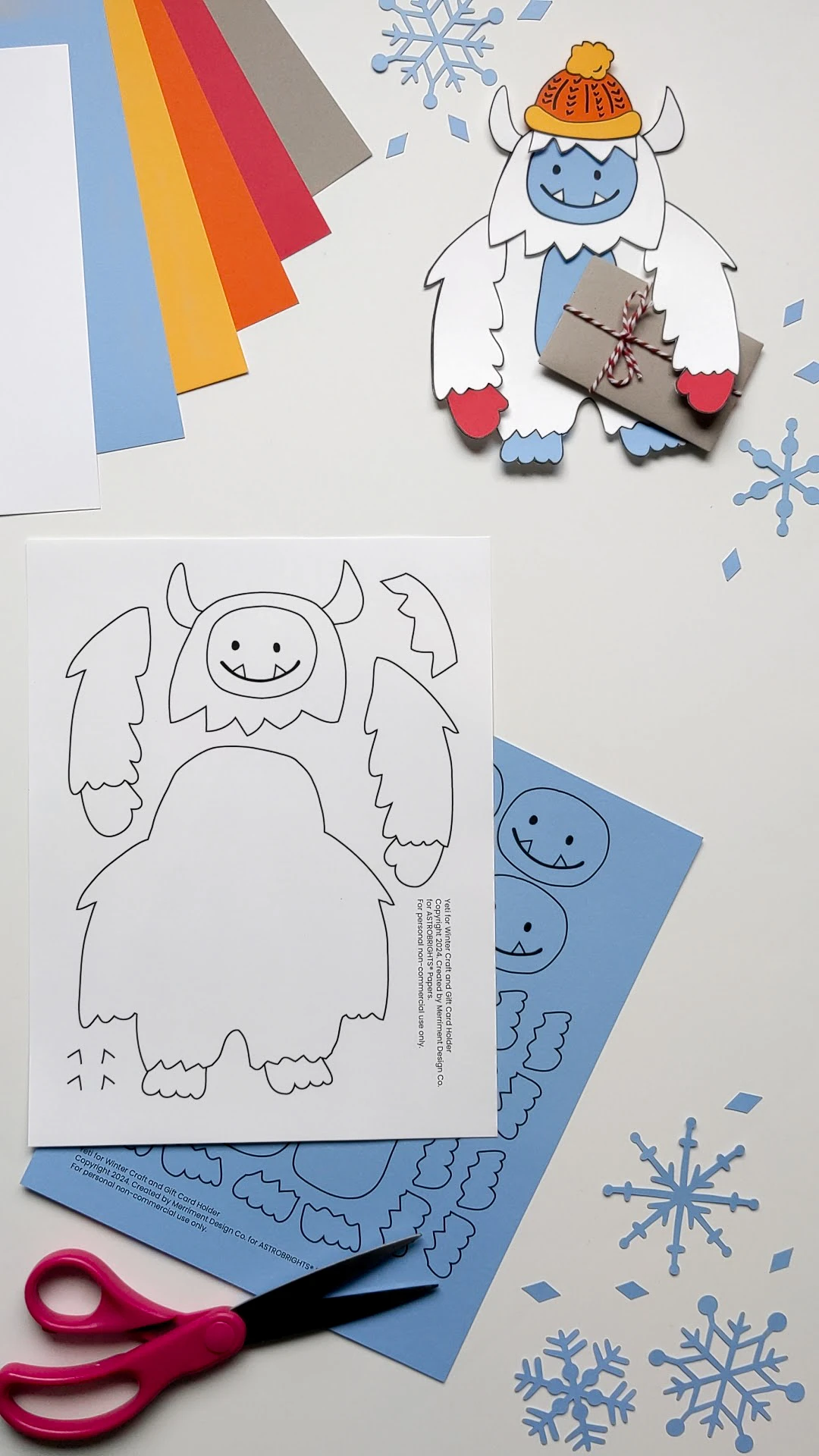 Printable Yeti templates to make a paper abominable snowman craft