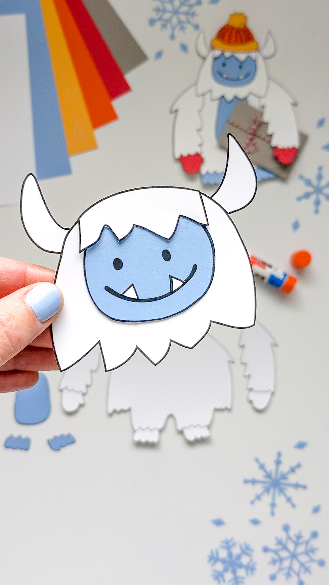 Cute Yeti Abominable Snowman free printable template